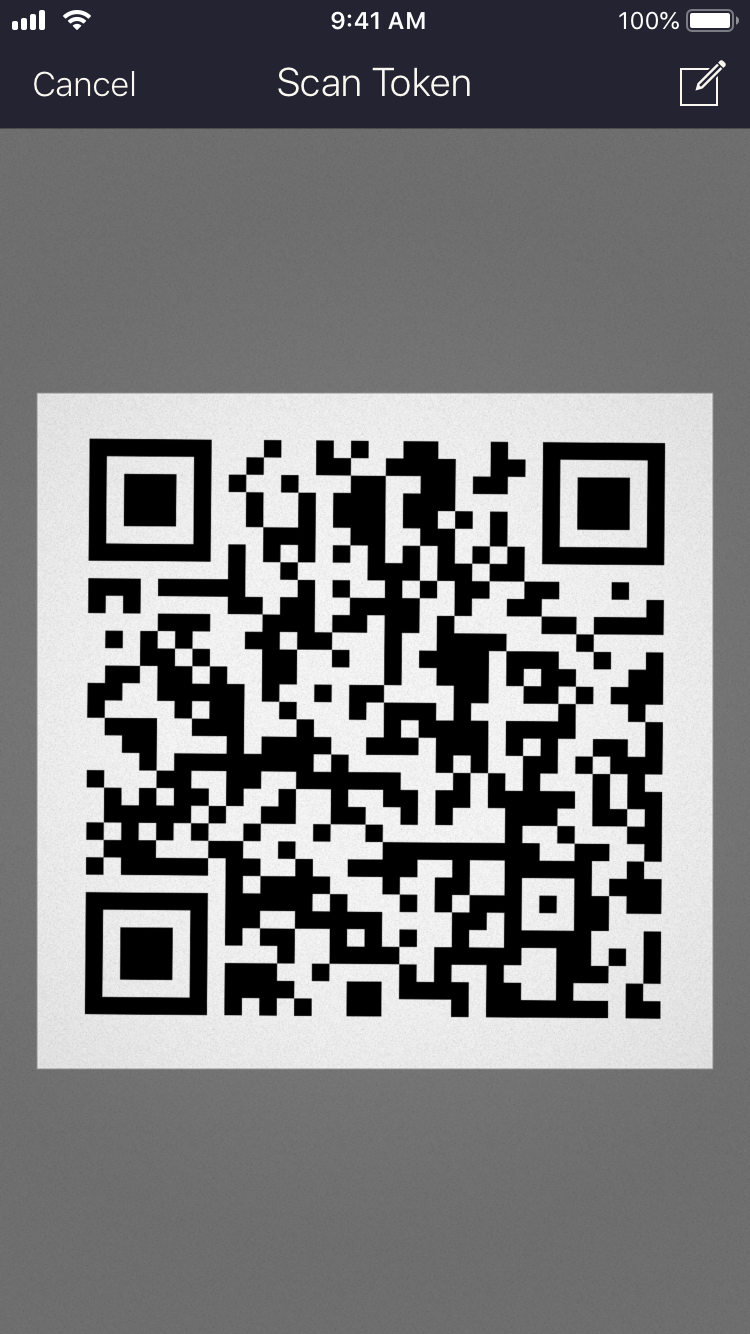 Screenshot of the Authenticator QR Code scanner